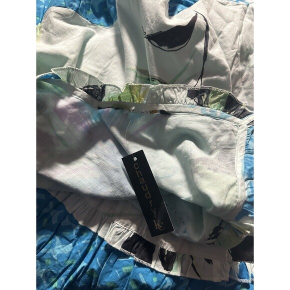 Chaudry Dress Womens Small Runs Big Blue Floral Sequin Tiered Sleeveless Midi - Picture 9 of 12